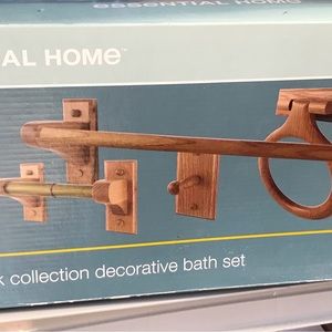 Oak Rustic bath ware set 4 pc. New